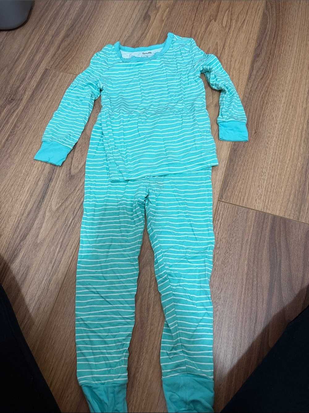 Little Me Teal and White Striped Two-Piece Pajama Set